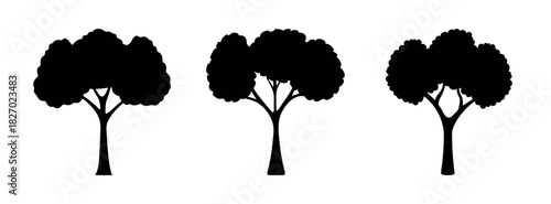 Black trees silhouette vector illustration for nature landscape and forest design element, art