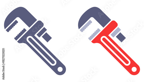 Plumber wrench icon for working with nuts. Flat illustration.