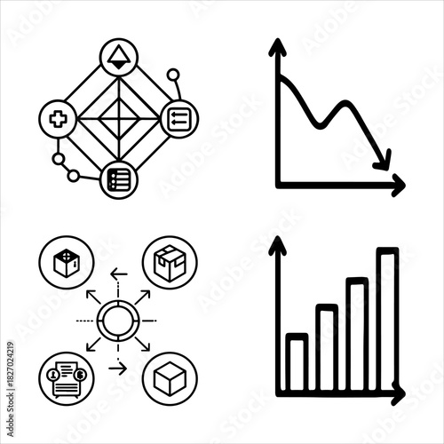 A Professional Strategic Diagram Icon Symbol, Showcasing Analysis and Data Visualization in a Flat Design Minimalist Vector for Digital Business Planning Success.