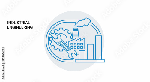 Industrial Engineering Concept with Factory and Tools.