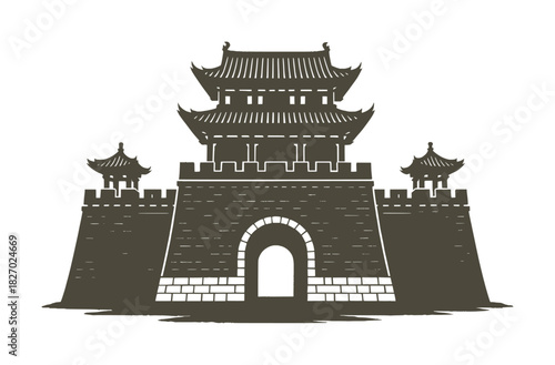 vector illustration silhouette of a chinese empire castle (artwork 1)