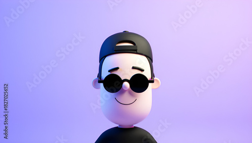 Cartoon Man with Sunglasses A Cheerful 3D Character Portrait, Generative AI