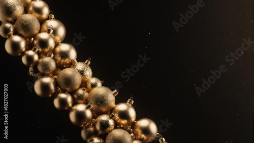 Wallpaper Mural Golden ornaments arc across a dark space, creating a festive and elegant visual Torontodigital.ca