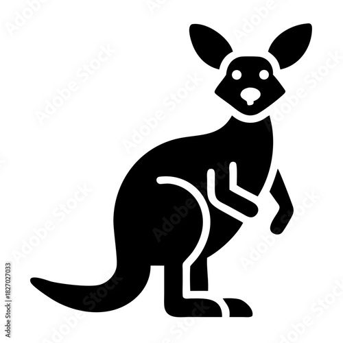 Black silhouette of a kangaroo, a marsupial native to australia icon