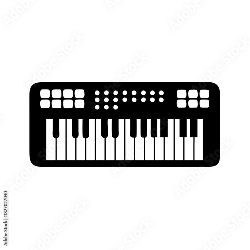 Black silhouette of a digital piano keyboard, icon