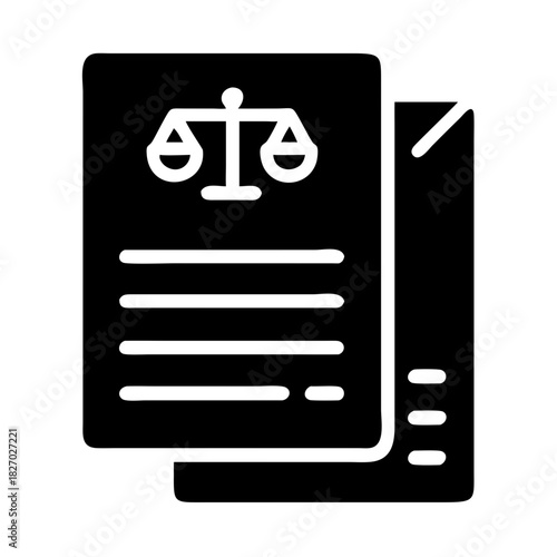Legal document icon with scales of justice symbol representing law and order icon