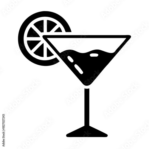 Martini glass with citrus fruit garnish vector illustration icon