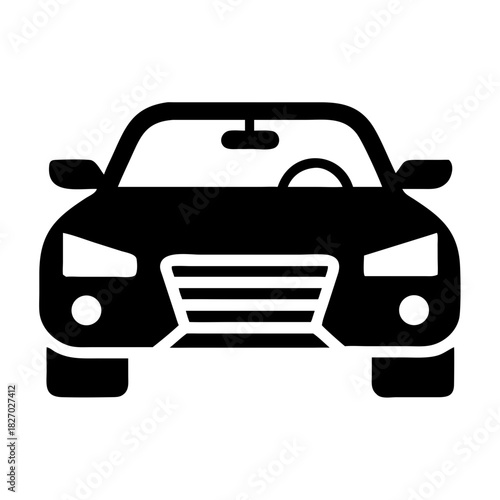 Front view of a black car icon, symbolizing transportation and automotive icon