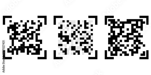 Scan qr code for fast digital scanning Isolated vector illustration code for smartphone, scan qr code set flat icon for payment and quick security scanning isolated on white background.