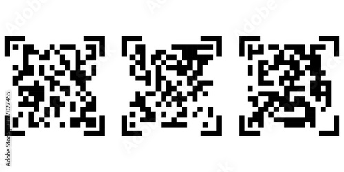 Scan qr code for fast digital scanning Isolated vector illustration code for smartphone, scan qr code set flat icon for payment and quick security scanning isolated on white background.