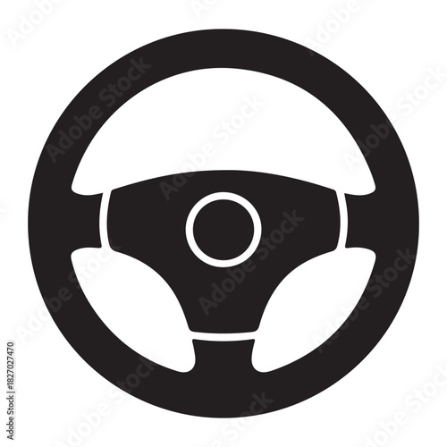 Steering Wheel Icon – Car Control Symbol Black Vector Illustration