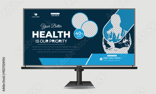 Medical healthcare billboard discount promotion banner cover template design
