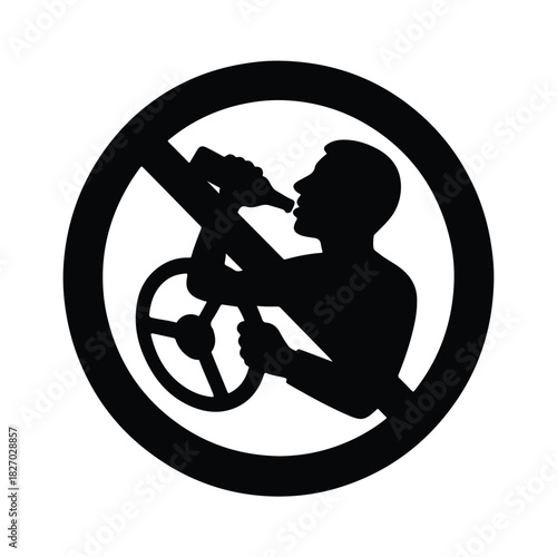 Vector don't drink and drive pictogram sign, Prohibition symbol, Simple flat design illustration