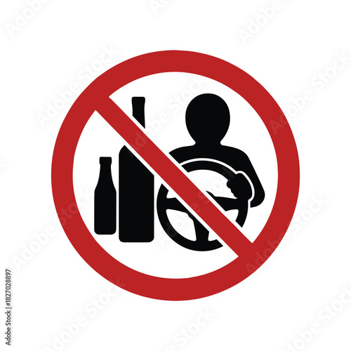 Vector don't drink and drive pictogram sign, Prohibition symbol, Simple flat design illustration