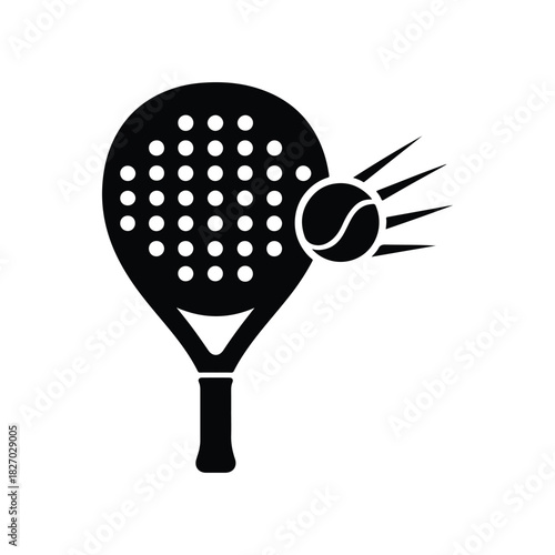 Padel racket icon with simple and modern design. Vertical tennis padel racket silhouette logo isolated on transparent background. 
padel racket and ball icon vector design.