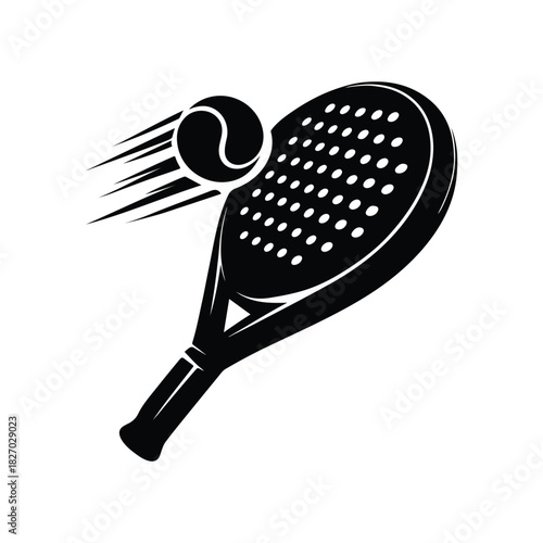 Padel racket icon with simple and modern design. Vertical tennis padel racket silhouette logo isolated on transparent background. 
padel racket and ball icon vector design.