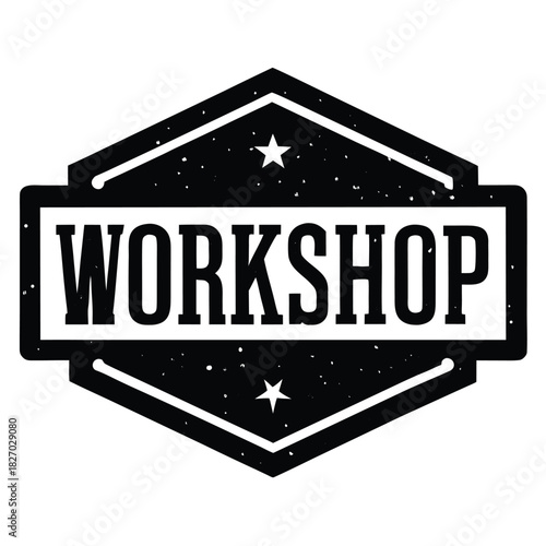 workshop sign on white background