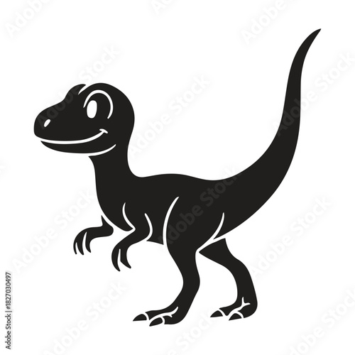 Cartoon Dinosaur Silhouette raptor black and white