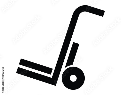 A black silhouette of a hand truck is shown against a white background.