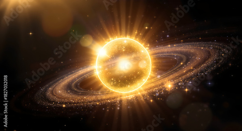 Bright galaxy formation with ring and starburst effect in deep space