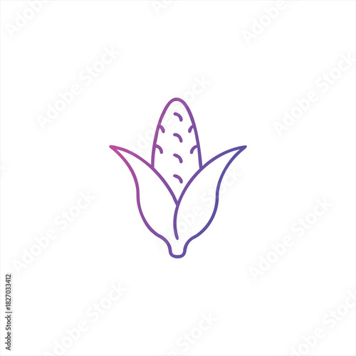 Gradient outline corn and vegetable icon with vibrant colors and clean design