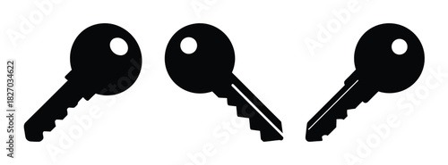 Three black keys vector illustration for security lock and access control design element concept