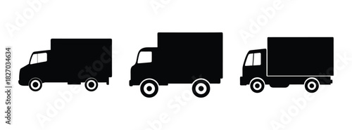 Black delivery truck vector illustration for logistics and transportation services company branding design