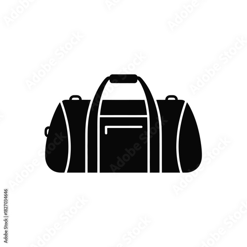 A black silhouette of a duffel bag is shown against a white background.