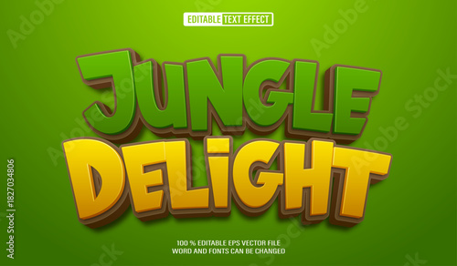 Fototapeta Naklejka Na Ścianę i Meble -  Editable 3d text style effect - Jungle Delight text effect Template