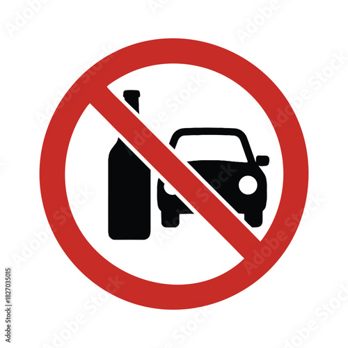 Vector don't drink and drive pictogram sign, Prohibition symbol, Simple flat design illustration