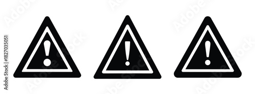 Warning signs alert attention hazard caution danger exclamation mark safety icon symbols black