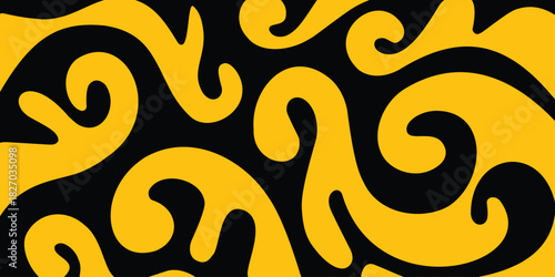 Fototapeta Naklejka Na Ścianę i Meble -  black yellow decorative background abstract shapes wallpaper vector illustration backdrop design