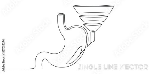 Human stomach digestion funnel line art
