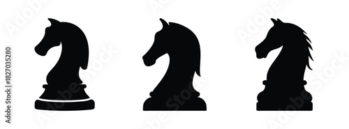 Chess knight piece silhouette vector graphic design element chess game strategy illustration