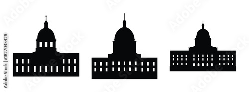 Silhouette of government buildings architecture design historic landmarks and cityscapes vector art