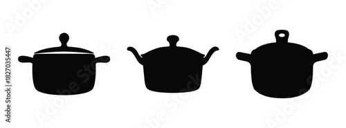 Stockpot illustration set: cooking pots and pans for kitchen utensils and cookware collection design