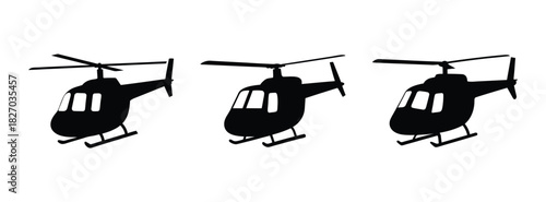 Helicopter silhouette vector graphic three helicopters flying aircraft aviation transport design cutouts