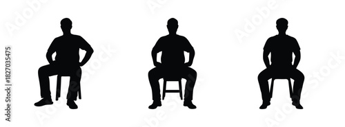 Silhouette of people sitting on chairs vector art illustration posture and body language guide design