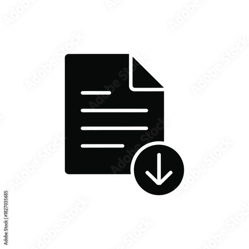 A black icon represents a document with a download symbol for data transfer.
