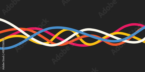 colorful waves background rope lines dark wallpaper vector illustration backdrop design