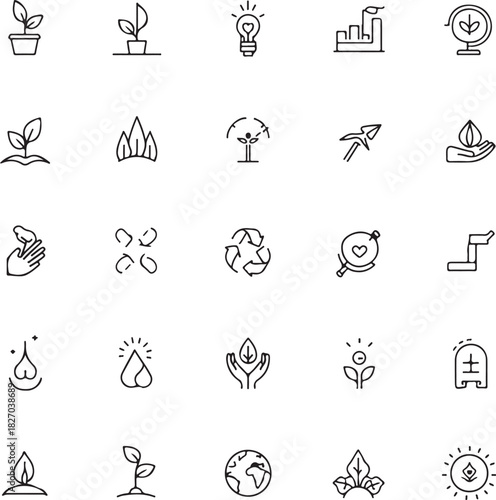 Ecology icon set, ecofriendly icon, nature symbols, environmental vector illustration, green concept, sustainability, conservation, organic, leaf, earth, clean
