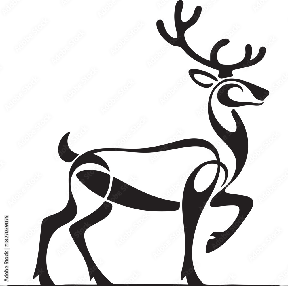 Obraz premium Stylized Deer Illustration with Modern Lines and Shapes