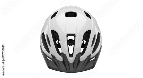 Modern white bicycle helmet isolated PNG, safety headgear for cycling and outdoor sports on transparent background