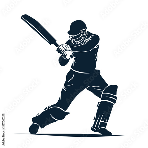 Modern cricket batsman silhoutte vector design, cricket game graphic, cricket action illustration, cricket batsman vector logo icon on white background