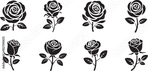 Elegant Rose Silhouettes Collection Beautiful Floral Designs for Creative Projects