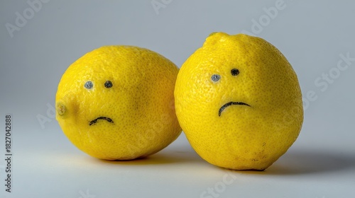 Sour Moments: Isolated Yellow Lemons Symbolizing Sadness and Sorrow