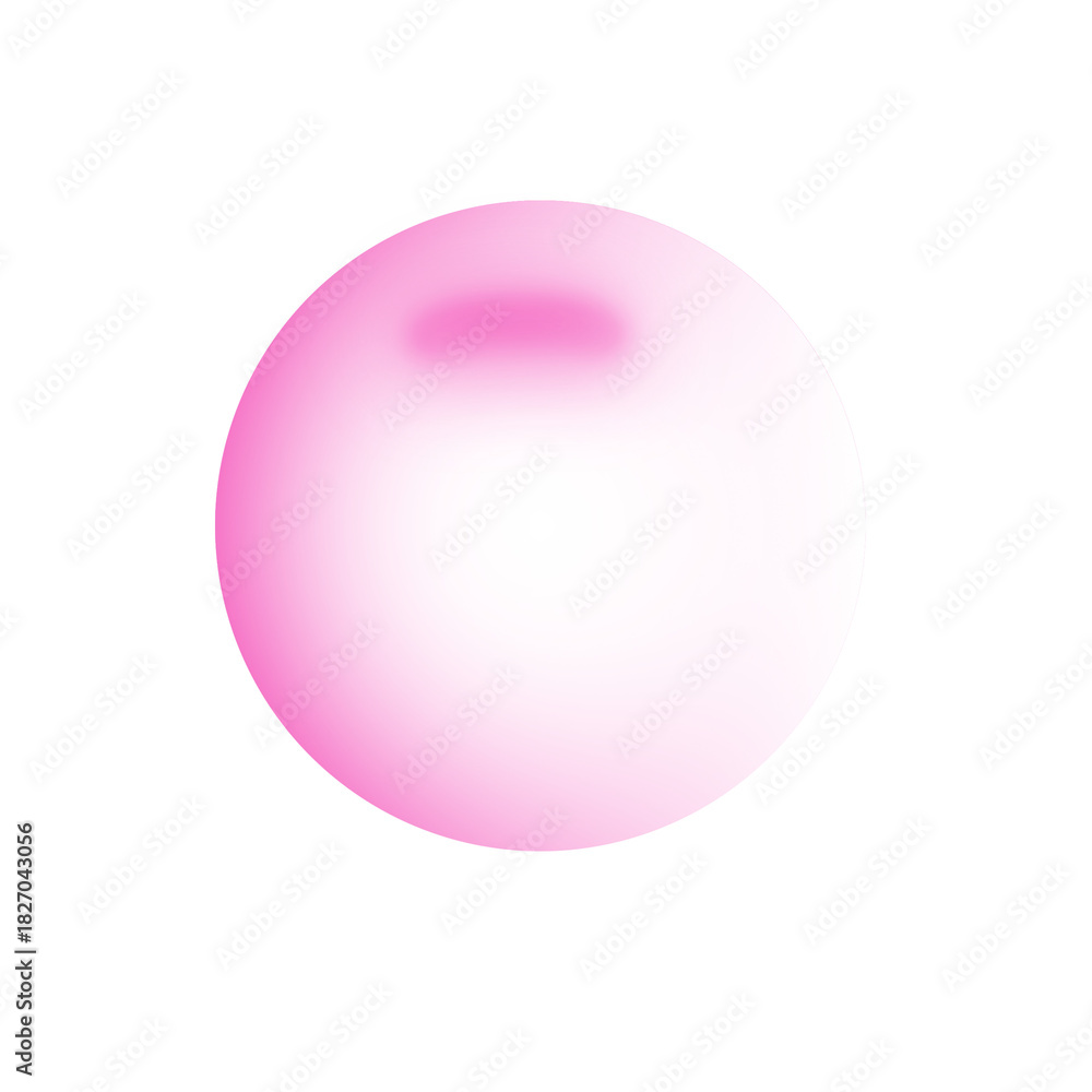 Obraz premium A vibrant, glossy pink bubble, perfectly spherical and reflecting light, creating a soft gradient from a deeper pink at the top to a lighter hue, isolated on a transparent background