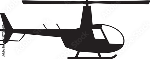 Isolated silhouette shows a detailed small helicopter against a transparent backdrop for various designs