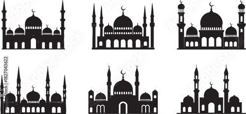 Mosque Silhouette Vector Illustration Islamic Architecture Design Elements for Ramadan