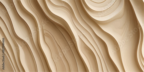 Soft Flowing Beige Wood-Style Abstract Curved Texture Layered with Artistic Swirls for Contemporary Wall Décor, Digital Backgrounds, and Luxury Surface Designs